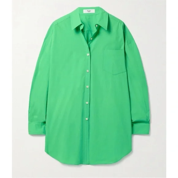 The Frankie Shop -Melody Oversized Organic Cotton-poplin Shirt in Green - Picture 7 of 11